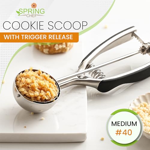 Spring Chef Medium Stainless Steel Cookie Scoop, #40, 1.7 Tablespoon, Black - color: Black, size: #40 - Medium - 1.7 Tbsp