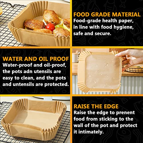 Air Fryer Liners 4qt for Cuisinart Air Fryer, Airfryer Liners Disposable Square 7.9 Inch Air Fryer Paper Liners Non-Stick Air Fryer Parchment Paper Liners Oil Resistant - size: Square-7.9inch