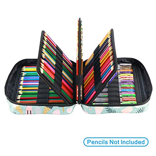 YOUSHARES Colored Pencil Case 220 Slots Pen Case Organizer With Handy Wrap & Zipper, Multilayer Holder for Prismacolor Colored Pencils & Gel Pen (Ice-Cream) - color: Ice-Cream