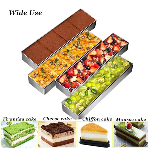 11.81x3.94x2.36in Rectangle Tiramisu Cake Mold Nonstick, Food-Grade Tiramisu Cake Pan Removable, Tiramisu Cake Baking Pan Long Rectangle Cake Pan Detachable Bread Baking Pan Easy Release (2)