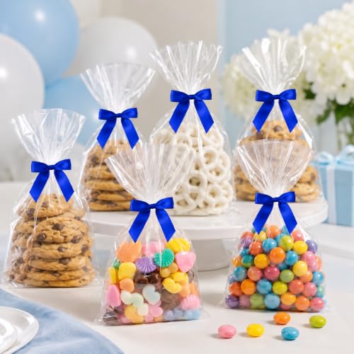 50 Pcs Satin Bows with Twist Ties, 2.5 Inch Gift Wrapping Bows, Royal Blue - color: Royal