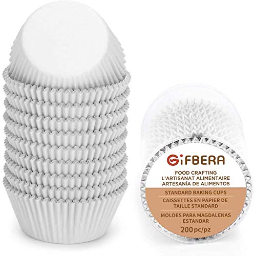 Gifbera Standard White Foil Cupcake Liners Paper Baking Cups 200-Count - color: White