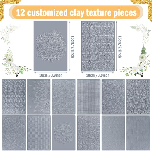 DoubleFill 12 Pcs Polymer Clay Texture Sheets Classic for Jewelry Making - style: Classic