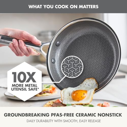 GreenPan Hybrid 2 Piece (9.5" & 11") Stainless Steel & Ceramic Skillet Set - color: Silver