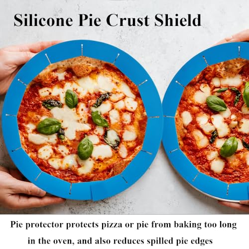 Adjustable Silicone Pie Crust Shields Baking Protectors Cover Ring Fits 8-11.4 Inch Pies Baking Pie Crust Shield Protector Cover for Edges (Blue-2Pcs) - color: Blue-2pcs