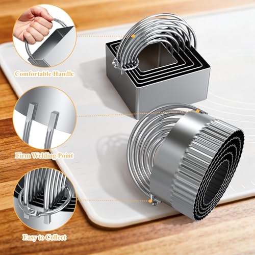 Biscuit Cutter Set of 10 pcs, Square and Fluted Cookie Cutter Set - size: 2 set