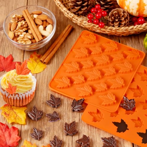 Maple Leaf Silicone Molds,2 Pack Fall Silicone Maple Mold 36 Cavity - color: Orange Maple Leaf