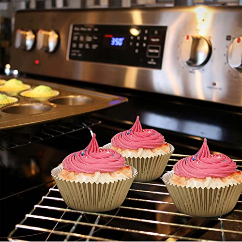 Gifbera Natural Metallic Foil Cupcake Liners - Standard Size Baking Cups Muffin Liners Paper for Celebration, 200-Count - color: Natural