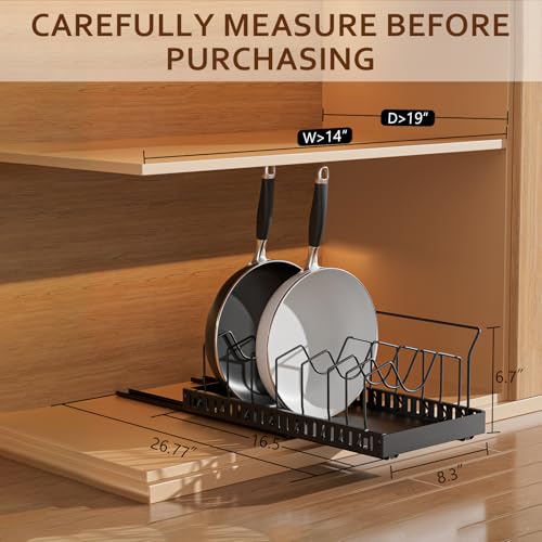 Black 2 Pack Pot Lid Organizer, Pull Out Cabinet Rack, 8 Dividers - color: Black, size: 8 Dividers-2 PACK-Hands