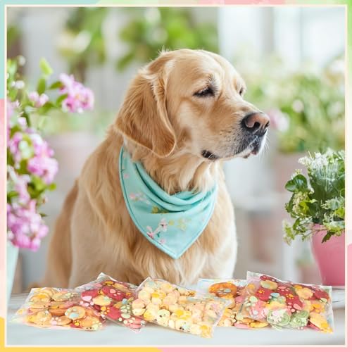 Pasimy 200 Pcs Dog Paw Treat Bags, Clear Self Adhesive Pastel Color - color: Spring Color