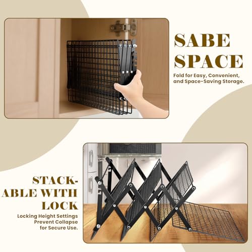 BEWOS 4 Tier Collapsible Cooling Rack - Adjustable Black Stainless Steel Baking Rack with Mesh Leak Proof, Foldable X-Shaped Structure Cooling Racks for Cooking and Baking - color: Black, size: 4 Tier