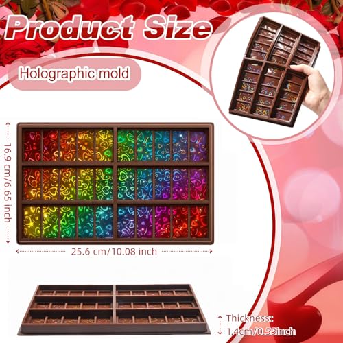 Christmas Heart Candy Molds Holographic Chocolate Mold Silicone - color: Heart, style: Rectangle