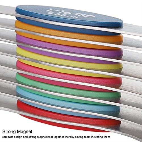 Magnetic Measuring Spoons Set of 9 Stainless Steel Dual Sided Teaspoon - color: Measuring Spoons
