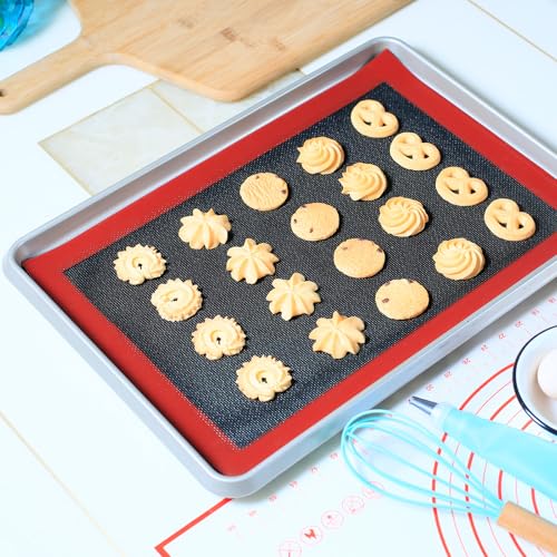 Silicone Baking Mat with Microperforated, 2 PCS Perforated Baking Mats/Oven Liners for 13" x 18" Half Sheet Pan, Reusable Air Mesh Silicone Mat for Cookie/Eclair/Bread/Pizza/Pastry - size: (11.6'' x 16.5'') Half Sheet