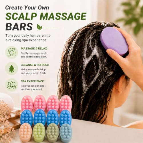 SJ Massage Bar Soap Mold Set, 2-Pack 4-Cavity Silicone Soap Mold - color: Pink+Rose Red / 3D Hair Comb