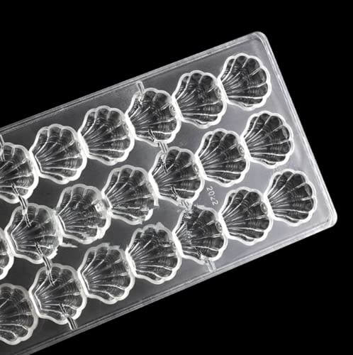 HAPYLY 24 Grid Scalloped Shell Chocolate Candy Mold PC Polycarbonate Chocolate Making Mould (Scalloped Shell)