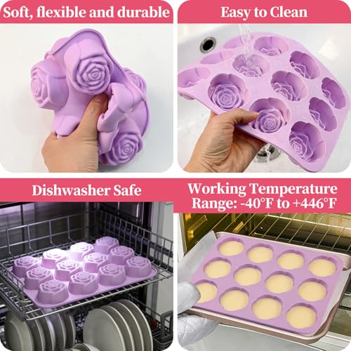 Rose Silicone Mold, 2 Pack Rose Chocolate Molds 24-Cavity - color: 2 Pcs Rose Chocolate Molds