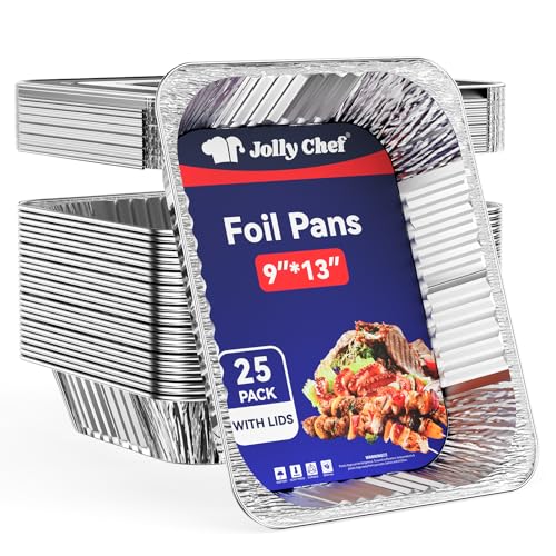 9x13 Aluminum Foil Pans with Lids (25 Pack) Disposable Tin Foil Pans - size: 25 Pack with Lids