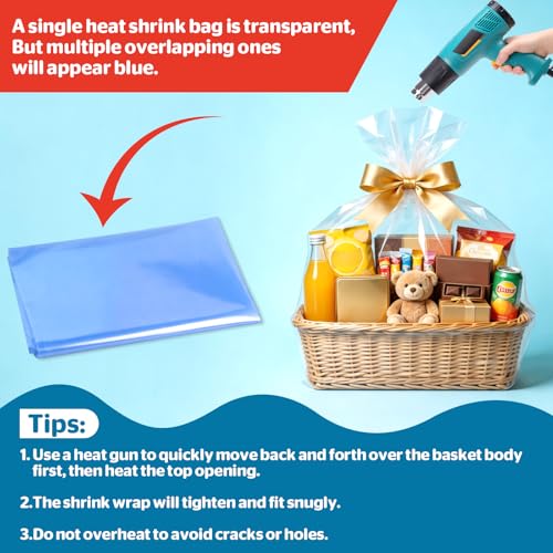 8 Pcs Shrink Wrap Bags, 30 x 40in Shrink Cellophane Bags for Gift Baskets - color: 30in x 40in-8pcs