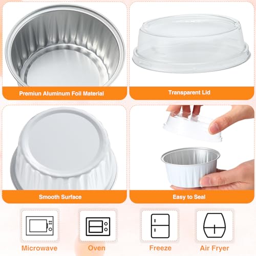 Gejoy 400 Pcs Aluminum Foil Baking Cups with Lids, Classic, White - color: White, size: Classic