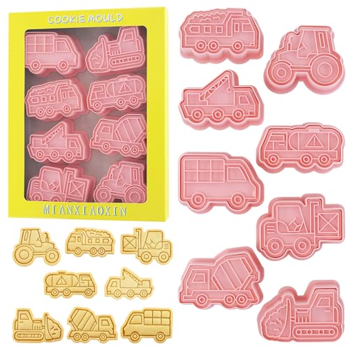 8Pcs Construction Truck Cookie Cutter Excavator Mixer Tractor Biscuit Molds - color: Truck C