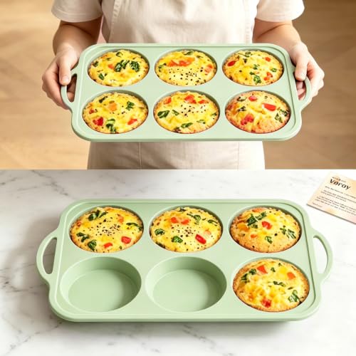 Green Silicone Egg Pans for Baking：2 Pack 4 Inch Egg Muffin Pan with Frame - color: Green
