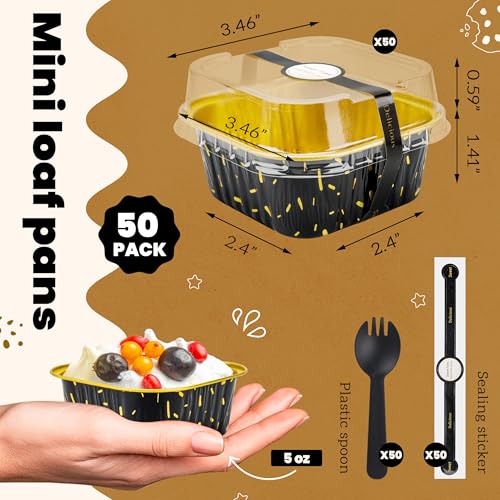 NPLUX Halloween Baking Pans, 5oz 50 Pack Black Gold for Parties - color: Black/Gold, size: 5 OZ