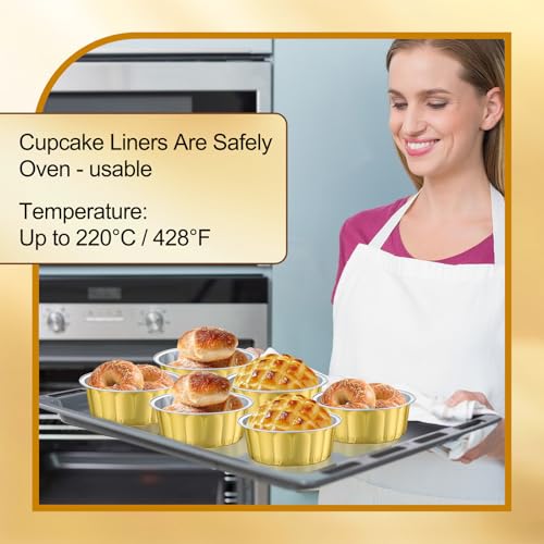 Gejoy 180 Pcs 8 oz Aluminum Foil Cup with Lids Disposable Ramekins with Lids Disposable Creme Brulee Cups Box for Wedding, Christmas, Party Dessert, Restaurants, Retail Stores(Gold) - color: Gold