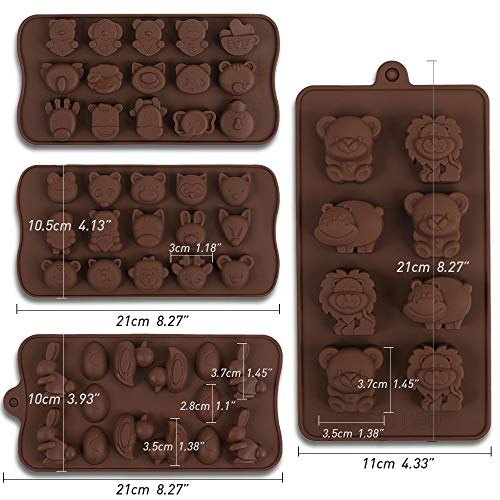 Diverse Animal Silicone Chocolate Making Molds, Food Grade Silicone for Chocolate, Candy, Ice Cube, Dog Treats. 4 Pcs