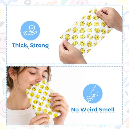 Happy Face Cellophane Bags 100 Pack, Goody Bags with Ties, Treat Gift Bags - color: 100pcs yellow red bags