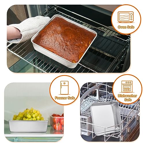 TeamFar Square Cake Pan, 6/8 / 9 Inch Stainless Steel Square Baking Pan