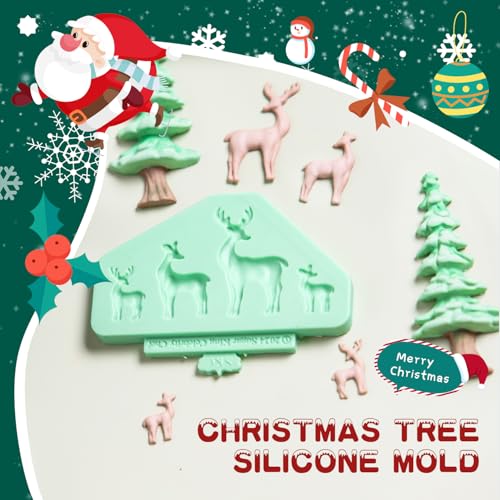 Christmas House Silicone Molds, Elk Cake Decorations Mold Set of 3 - color: 3 Pieces