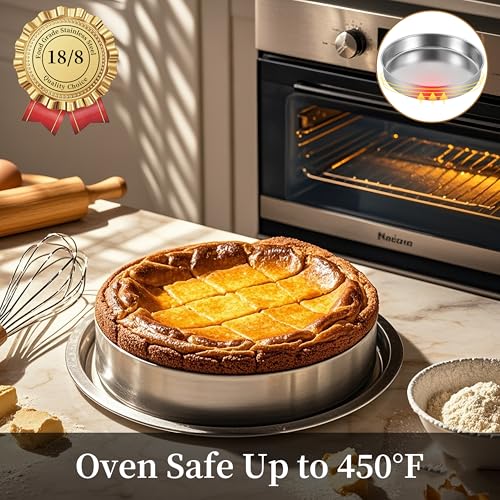 Inqibee 8-9.5-11 Inch Round Cake Pan Set, Stainless Steel Textured Bottom - size: 8-9.5-11 Inch