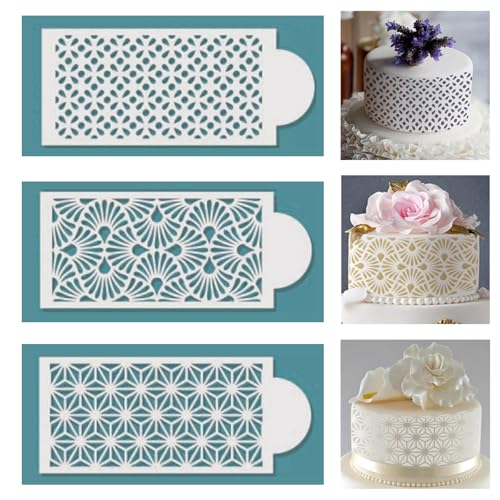 10 Pcs Cake Stencils Cake Templates Set Floral Plant Wedding Icing Stencils Irregular Geometry Lace Cake Molds Cookie Dessert Buttercream Decorating Baking Supplies Mesh Printing for Cake Decoration
