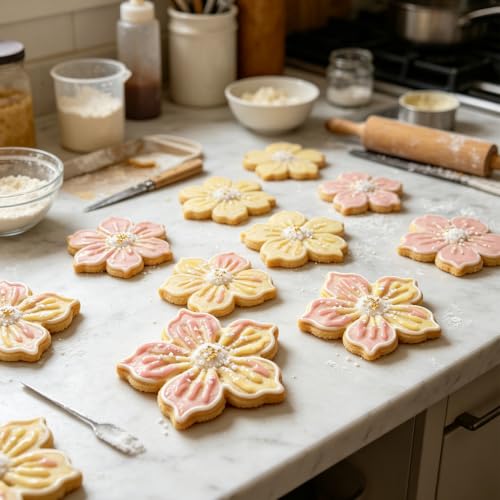 Flower Cookie Cutter Set - 6Pcs Flower Shaped Cookie Cutter, Stainless Steel Cookie Cutters, Baking Tool for Homemaking Cookie, Sandwiches, Cake, Fruit - color: C