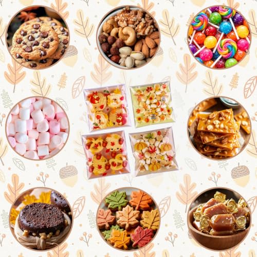 200PCS Fall Cellophane Treat Bags, 4" Self Sealing Cookie Bags - color: Fall-Orange, size: 4 x 4 inch