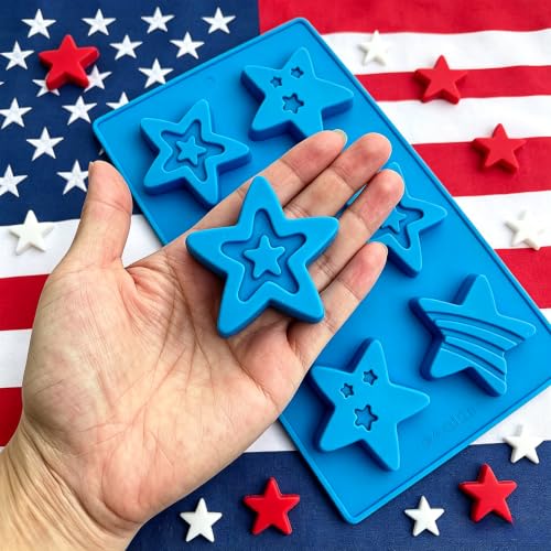 Star Molds July 4th Silicone Molds for Chocolate, 2 Pack Stars Muffin Brownie Pan for Baking, Jello Candy Molds Independence Day Soap Molds for Hot Chocolate Bombs Ice Cube Candle - size: Star