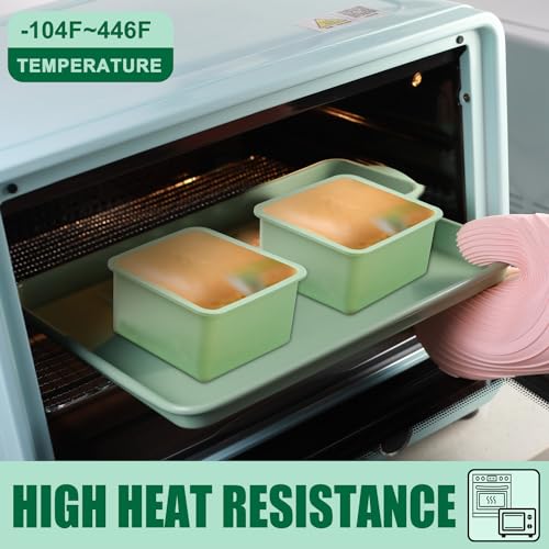 QELEG Square Pullman Loaf Pan with Lid, 2 Pack - color: 2Pcs/Green-square
