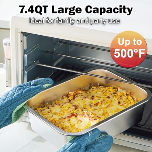 4 Inch Extra Deep Lasagna Baking Pan with Lid, 7.4Qt - size: M, style: 1 Pack