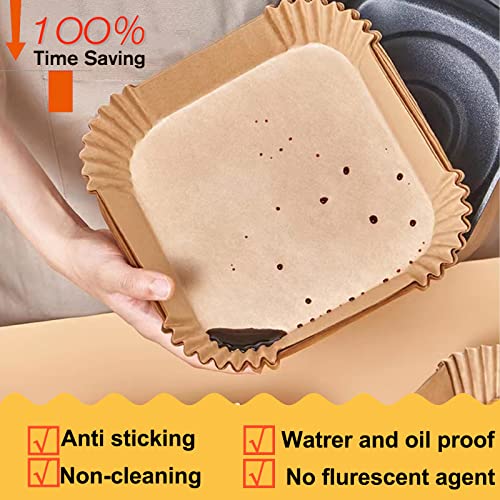Air Fryer Liners Disposable 9 Inch, 9 inch Air Fryer Liners 125 Pcs Large Square Air Fryer Paper Liners for 5QT 6qt 8QT Air Fryer, Non-stick Parchment Paper for Frying, Baking (Pack of 2) - size: 9" Square 125 pcs (Pack of 2)