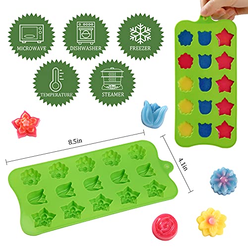 FIRETREESILVERFLOWER Flower Shape Chocolate Candy Molds Set, 6Pcs