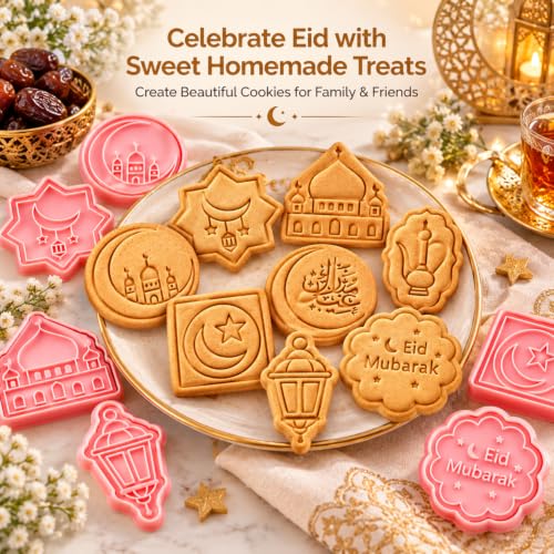 8-Piece 3D Eid Mubarak Cookie Cutter Set