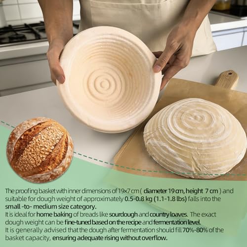 6-Pack 7.5" Round Banneton Bread Proofing Basket with Liners - size: 6pcs 7.5inch Round