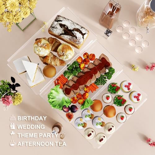 Bakzon 3 Pack Dessert Table Display Set, Acrylic Cupcake Buffet Dessert Risers Stands, Tier Serving Trays Holder for Weddings Baby Shower Tea Party