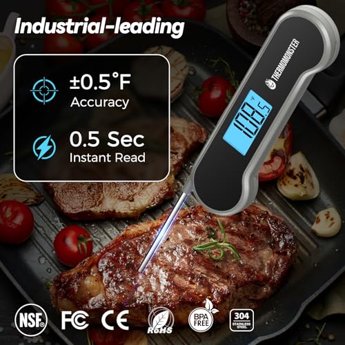 0.5 Sec Instant Read Meat Thermometer Digital for Cooking, Grey - color: Grey