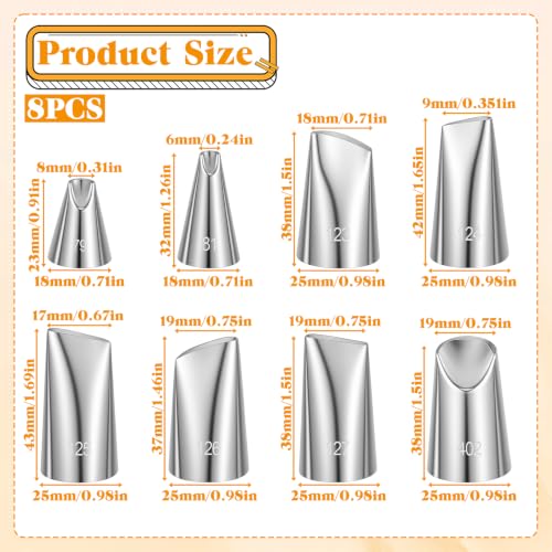 8PCS Stainless Steel Cake Decorating Tip, Large Piping Tip Set