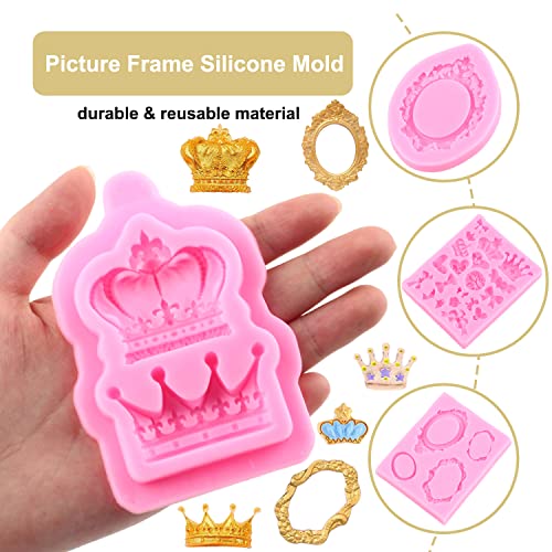 ZiXiang Picture Frame Silicone Molds Crown Bow Candy Fondant Mold Set Of 4 - color: Style D