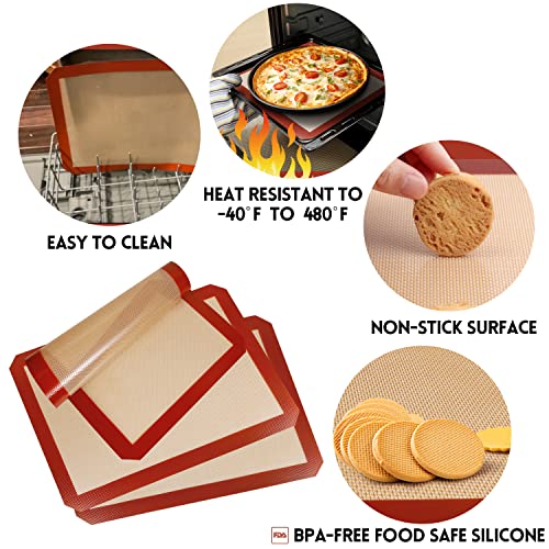 STATINT Silicone Baking Mat, Nonstick Half Sheet Baking Mat, Set of 3 - size: 3 Half Sheets