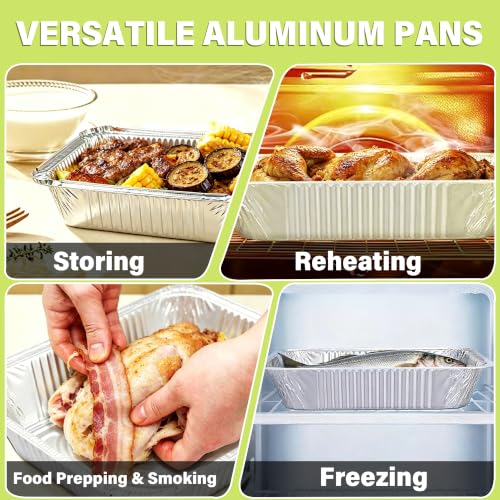 SAITI Aluminum Pans with Lids (50 Pack, 8.5"x6") Tin Foil Pans with Lids - size: 50 Pack