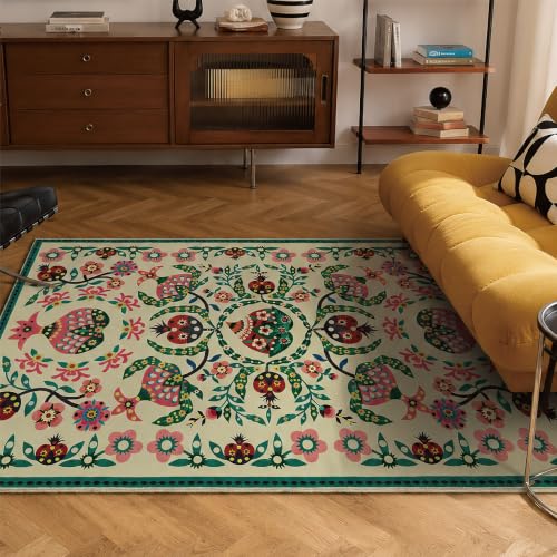 Pomegranate Area Rug 4x6 Washable Accent Rug - color: Pomegranate 02, size: 4' x 6' (Rectangular)